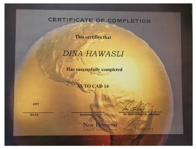 Dina AutoCad Certificate of Completion